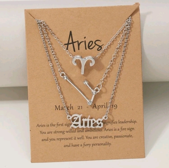 Queen2KeepUp Boutique Jewelry - Zodiac 3 Piece Silver Tone Charm Necklace, Aries